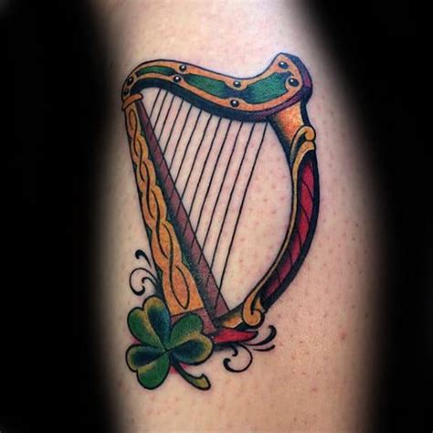 60 Harp Tattoo Designs For Men - Musical Instrument Ink Ideas