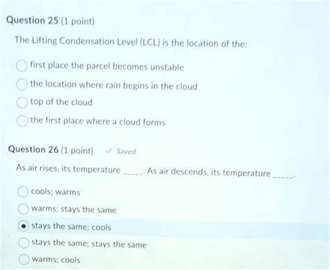 Solved The Lifting Condensation Level (LCL) is the location | Chegg.com