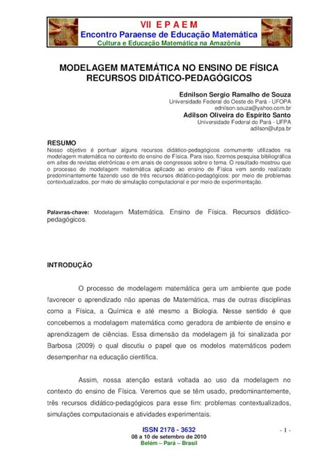 PDF Modelagem matemática no ensino de física recursos didático