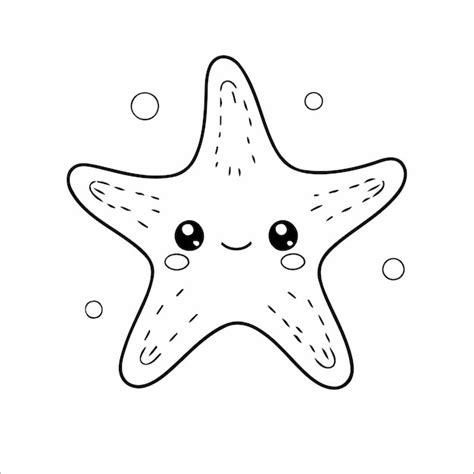 127 Leuke Zeesterren Kawaii Vector Kleurplaat Voor Kinderen Premium