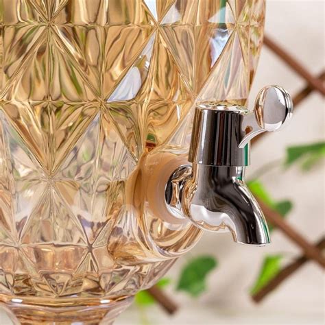 SUQUEIRA DE CRISTAL 3L DISPENSER BEBIDAS DOURADO DE VIDRO AGUA