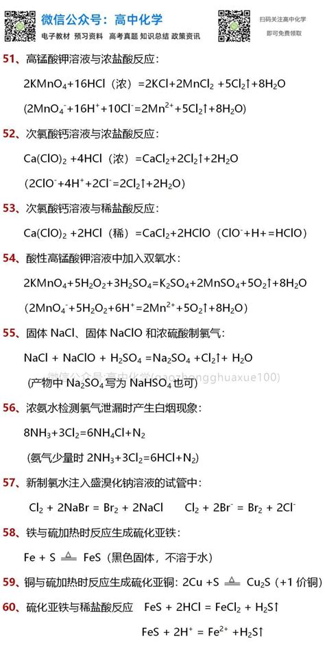 高中化学必修一常见化学方程式全汇总建议收藏默写 复习 必备 电子版