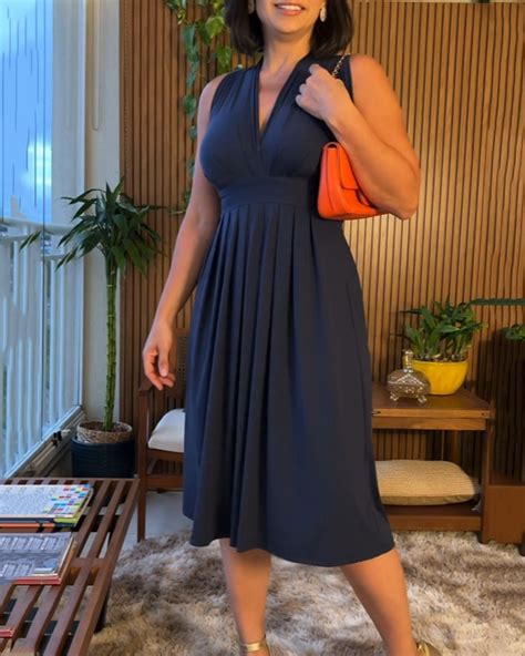 V Neck Sleeveless Waist Cinching Dress Iktops