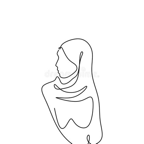 Um A L Pis Desenho Cont Nuo Da Menina Da Forma Do Hijab Ilustra O Do