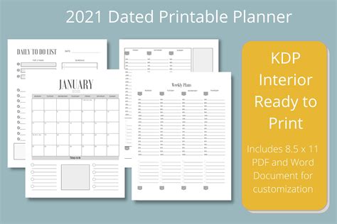 2021 Dated Printable Planner Graphic by Hustle Smart Shop · Creative ...