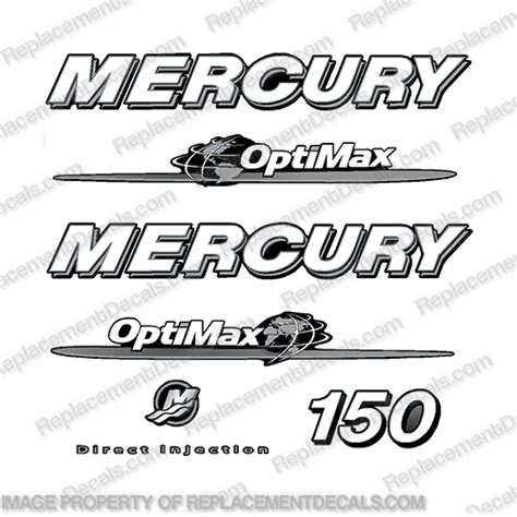 Mercury 150hp Optimax Decals 2007 2012 Silver White