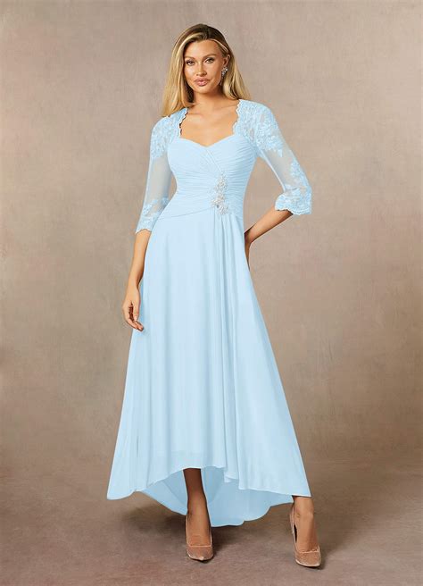 Azazie Anne Sky Blue Sheath Sweetheart Sequins Lace Dress Azazie