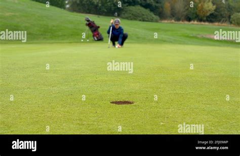 golfer lining  putt stock  footage hd   video clips