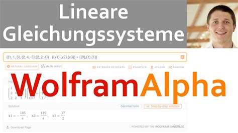 Lineare Gleichungssysteme 06 LGS In Wolfram Alpha YouTube