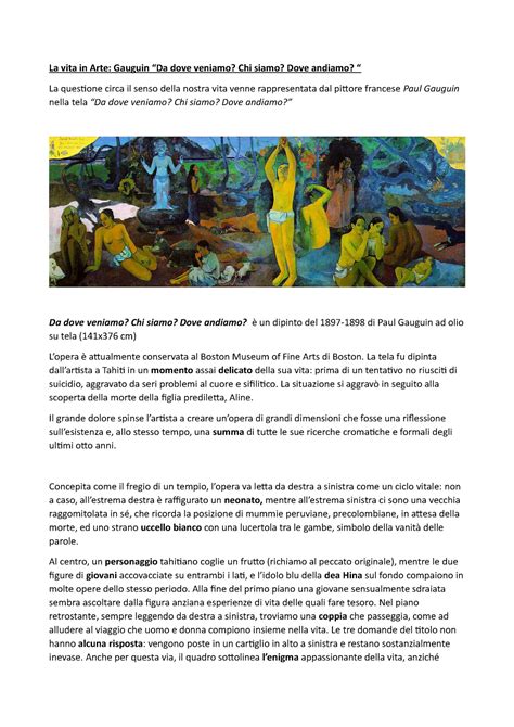 Tesina Storia Dell Arte Gauguin La Vita In Arte Gauguin Da Dove