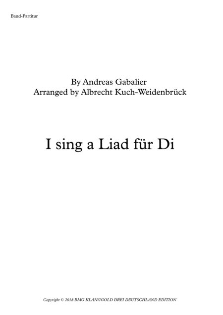 I Sing A Liad Fuer Di Sheet Music Andreas Gabalier Jazz Ensemble