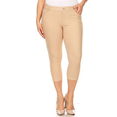 Womens Classic Solid Capri Jeggings Plus Size