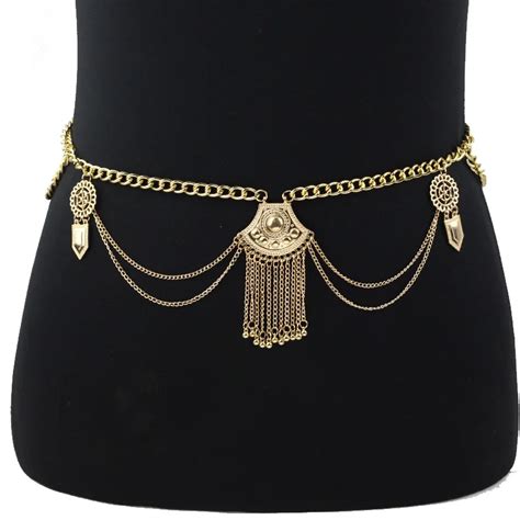 Bohemian Ethnic Sexy Waist Chain Fine Sexy Tassel Body Chain Coins Statement Jewelry For Women