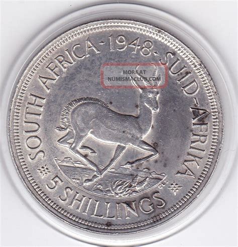 South Africa 1948 King George Vi Five Shillings 5 Large Silver Coin