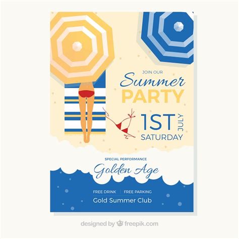 Invitaci N De Fiesta De Verano En Dise O Plano Vector Gratis