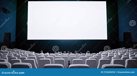 Large White Cinema Screen Against the Backdrop of Empty Seats ...