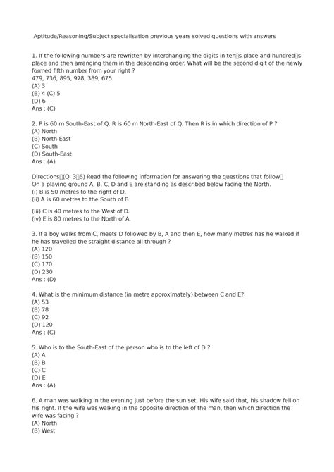 Aptitude Lecture Notes Aptitude Reasoning Subject Specialisation Previous Years Solved