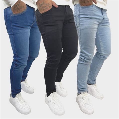 Kit 3 Calça Masculina Jeans Tradicional Slim Elastano Lycra No Shoptime