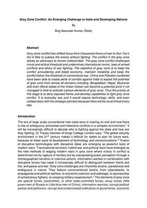 (PDF) Grey Zone Conflict: An Emerging Challenge to India and Developing ...