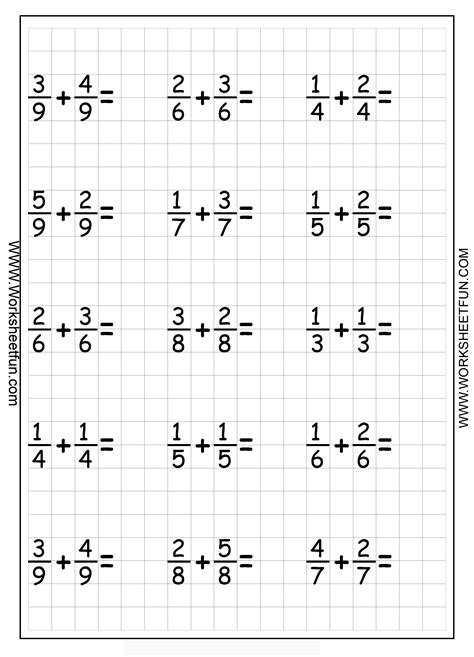 Adding Fractions Worksheets Adding Fractions Worksheets