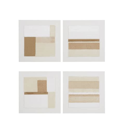 Abstrakte Leinwände weiß beige und taupe Set aus 4 60x60cm SOHANE