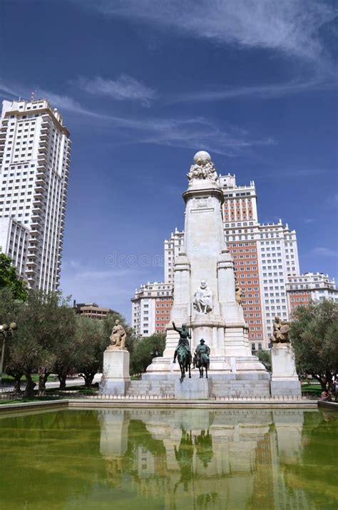 The Monument Of Cervantes In Madrid Spain Stock Photo Image Of Cloud