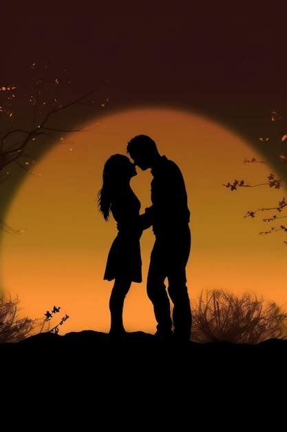 Premium AI Image | Silhouette of a couple kissing under a sunset