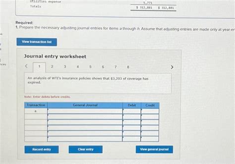 Solved Required 1 Prepare The Necessary Adjusting Journal