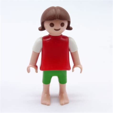 Playmobil Enfant Fille Vert Blanc Rouge Pieds Nus