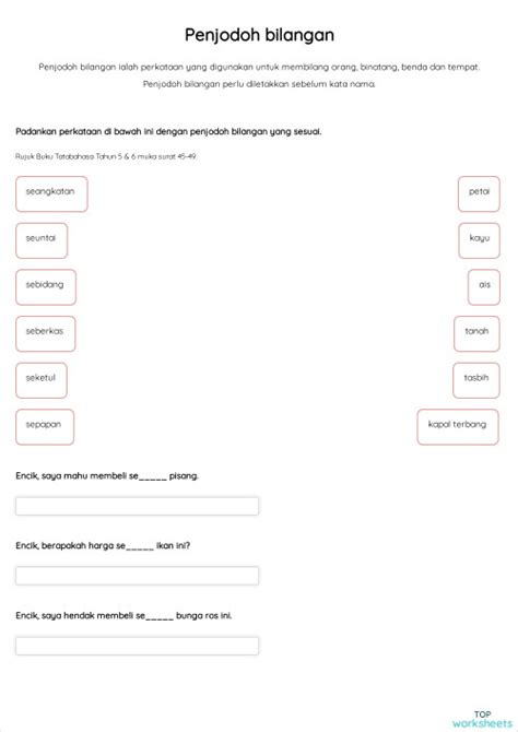 Penjodoh Bilangan Interactive Worksheet Topworksheets