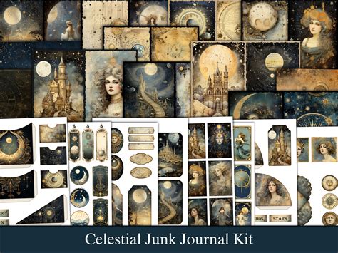 Moon Junk Journal Ephemera Printable Embellishments Celestial - Etsy