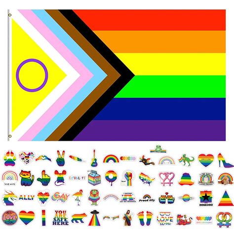 Goldrock Progress Pride Flag Sticker Set Rainbow Flag X Cm