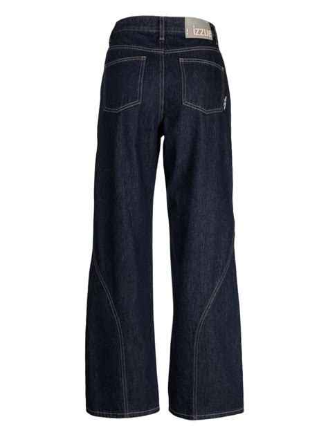 Izzue Cut Out Straight Leg Jeans Blue FARFETCH PT