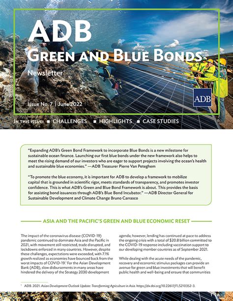 Adb Green And Blue Bonds Newsletter And Impact Report 2022 Asian