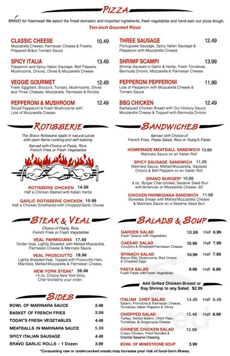 Bravo Italian Restaurant Menu In Aiea Hawaii Usa