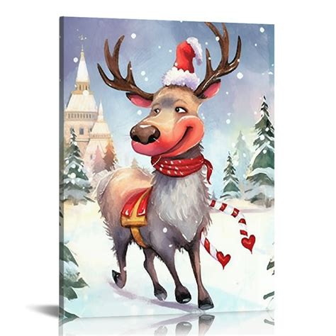 ONETECH Christmas Pictures Wall Decor Reindeer Santa Claus Christmas