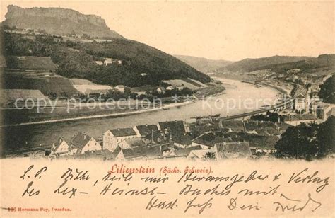 Ak Ansichtskarte Koenigstein Saechsische Schweiz Panorama Elbe Mit