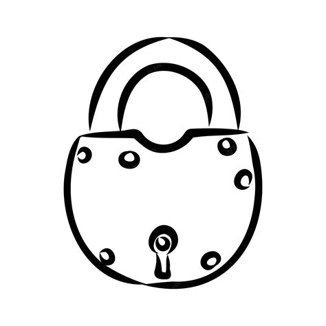 Locked Padlock Outline Security Symbol Vector Clip Art Black And