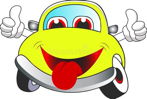 Funny Yellow Colored Cartoon Car Stock Illustration Illustration Of