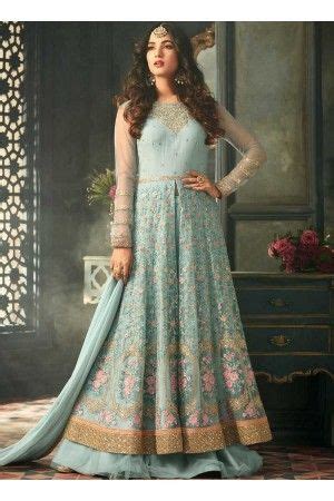 Buy Sonal Chauhan Sky Blue Net Wedding Anarkaliin Uk Usa And Canada