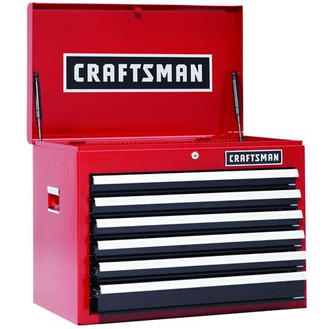 Craftsman 26 In 6 Drawer Heavy Duty Ball Bearing Top Chest Redblack