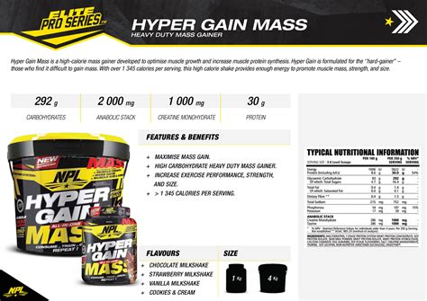 Npl Hyper Gain Mass 8 8lbs 2 2lbs 4kg 1kg Mass Gain High Carbo Muscle Sizing Recovery