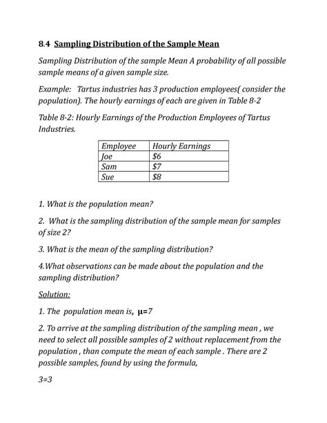 Sampling Distribution Of The Sample Mean 8 4 Sampling Distribution