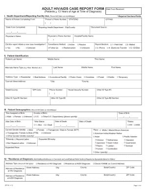 Fillable Online Publichealth Lacounty Adult Hivaids Case Report Form