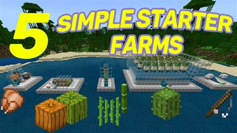 Minecraft Bedrock Simple Starter Farms Easy Youtube