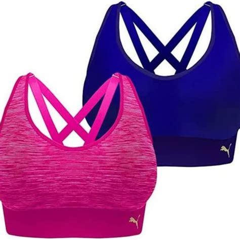 Puma Intimates And Sleepwear Nwt Puma Womens Seamless Sports Bra 2 Pack Pinkblue Xlarge 6 B063