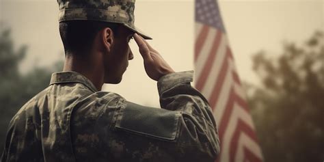 Premium Photo Military Soldier Salute To The Grave With American Flag