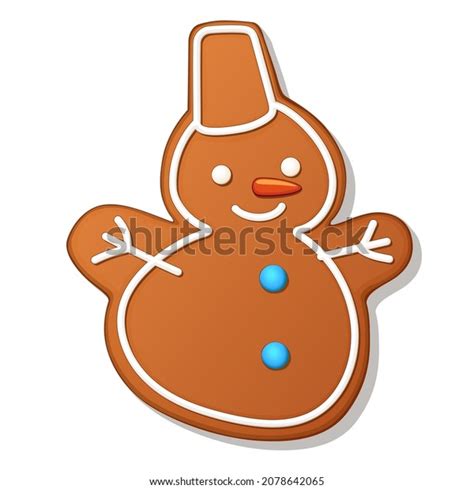 Gingerbread Snowman Cookie Christmas Holiday Candy Stock Vector