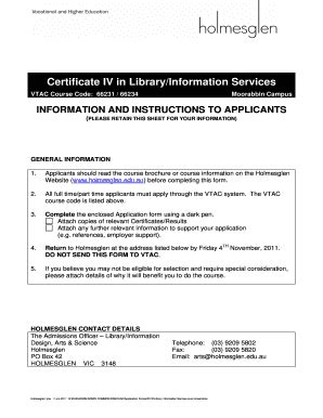 Fillable Online Holmesglen Edu Certificate Iv In Libraryinformation