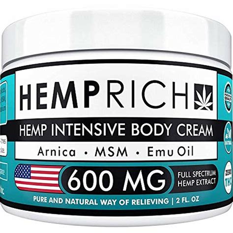 Hemp Cream For Pain Relief 600 Mg Contains Arnica Msm Emu Oil Fast Acti Other Natural